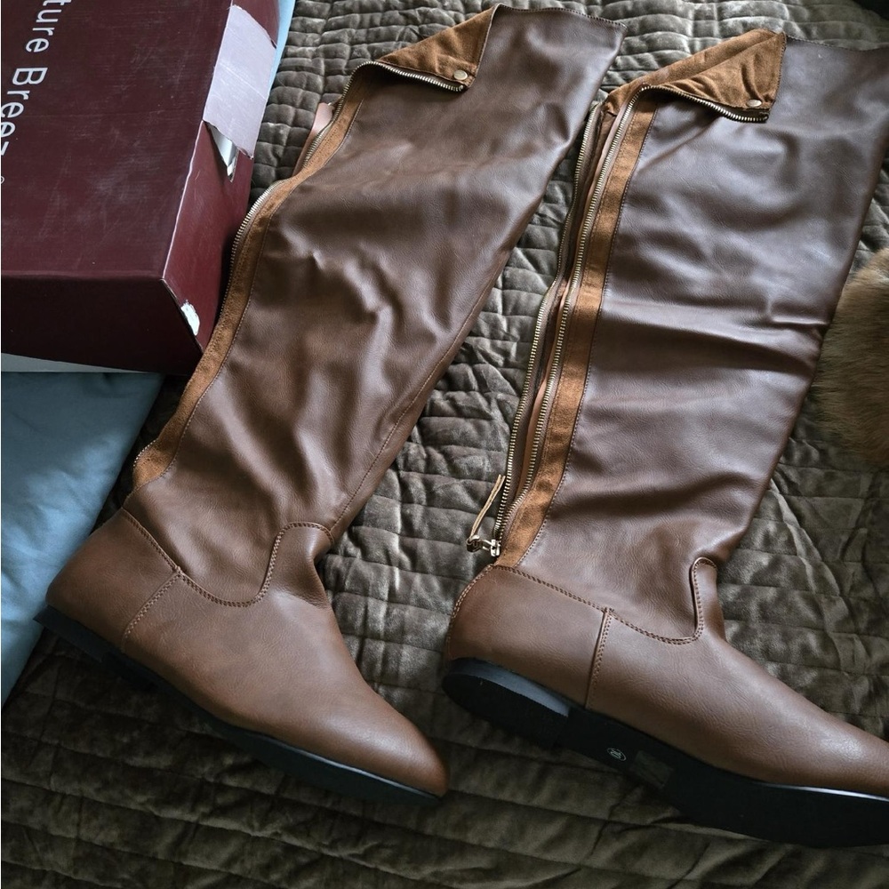 Nature Breeze Brown Knee-High Women's Boots